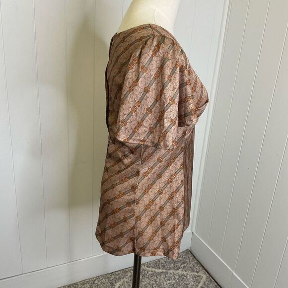 Vintage 1980's His for Her Women's Size 14 Brown Anchor Print Back Zipper Top - Picture 4 of 11